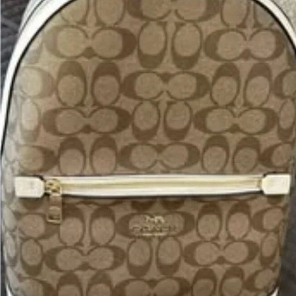 Authentic Coach Large Tan and Cream Signature Backpack - Picture 1 of 7